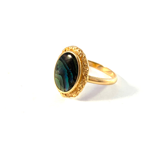 Bronsil, Sweden 1970s Vintage 18k Gold Abalone Ring.