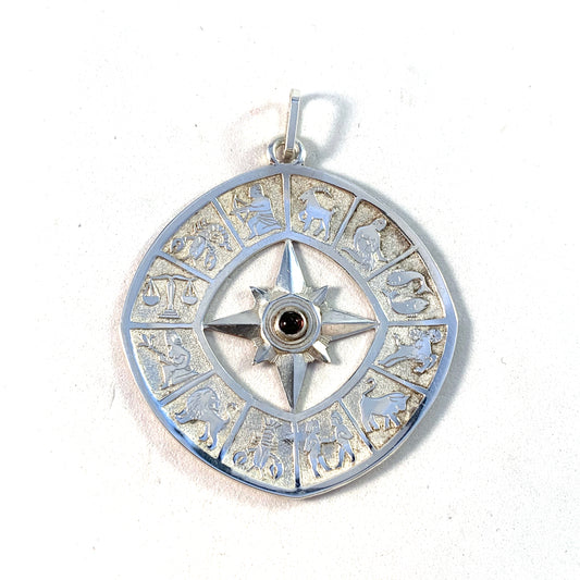 Alton, Sweden 1972 Vintage Sterling Silver Amethyst Large Zodiac Pendant.