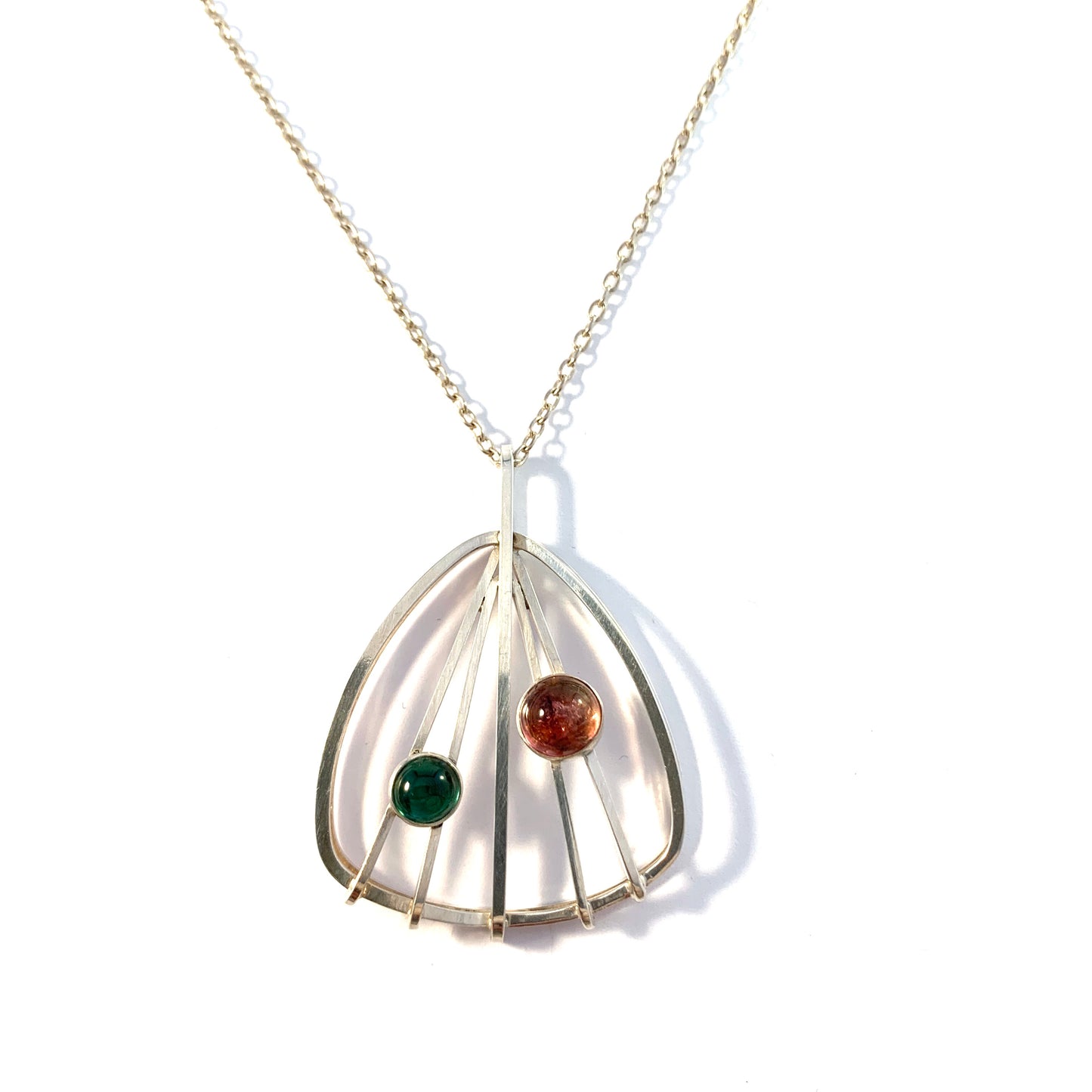 Arvo Saarela, Sweden 1961. Sterling Silver Tourmaline Pendant Necklace.