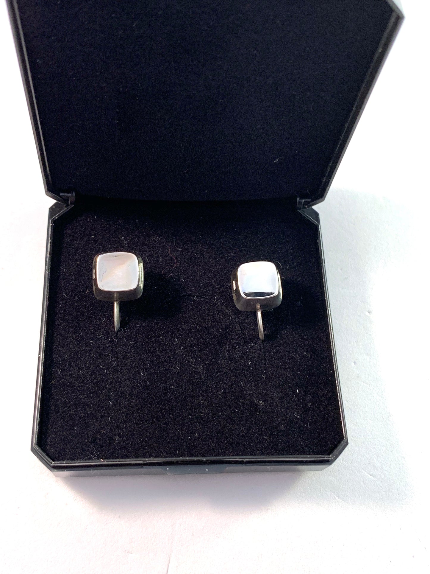 Sigurd Persson for Stigbert, Sweden year 1956, Iconic Cube Design Sterling Silver Earrings.