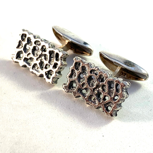 Martti Viikinniemi, Finland year 1970 Modernist Solid Silver Cufflinks.