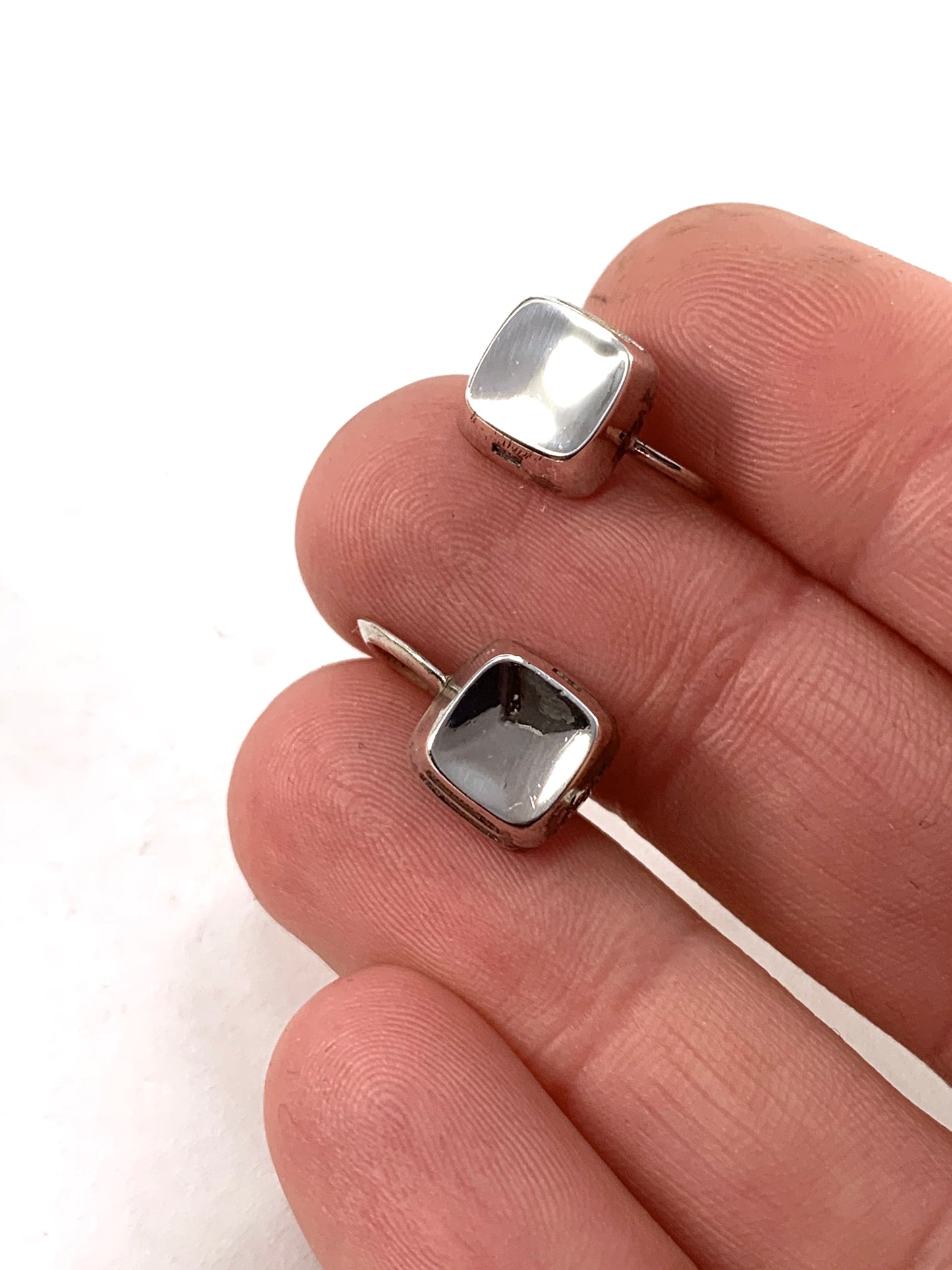 Sigurd Persson for Stigbert, Sweden year 1956, Iconic Cube Design Sterling Silver Earrings.