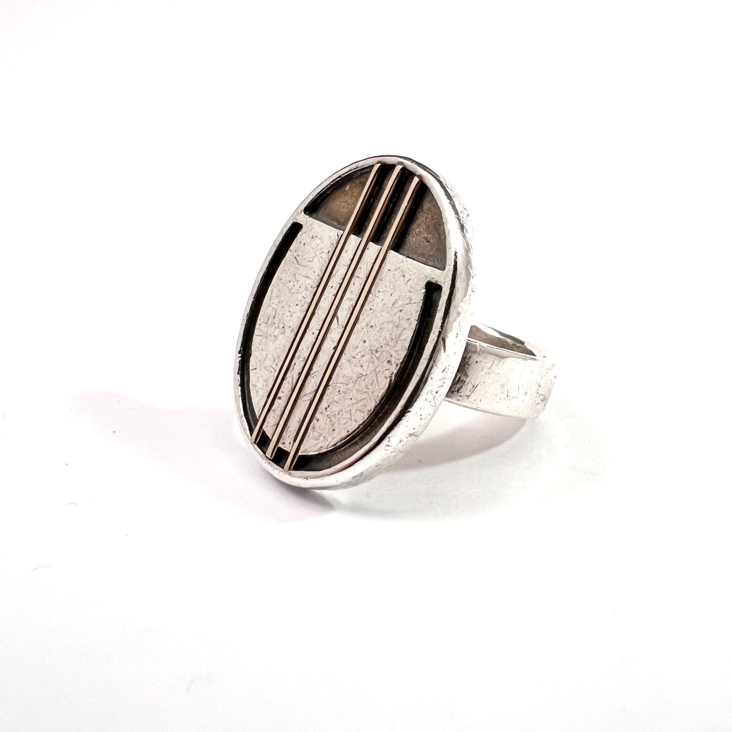 Carl L Cohr, Denmark c 1960s. Vintage Mondernist Sterling Silver Ring.
