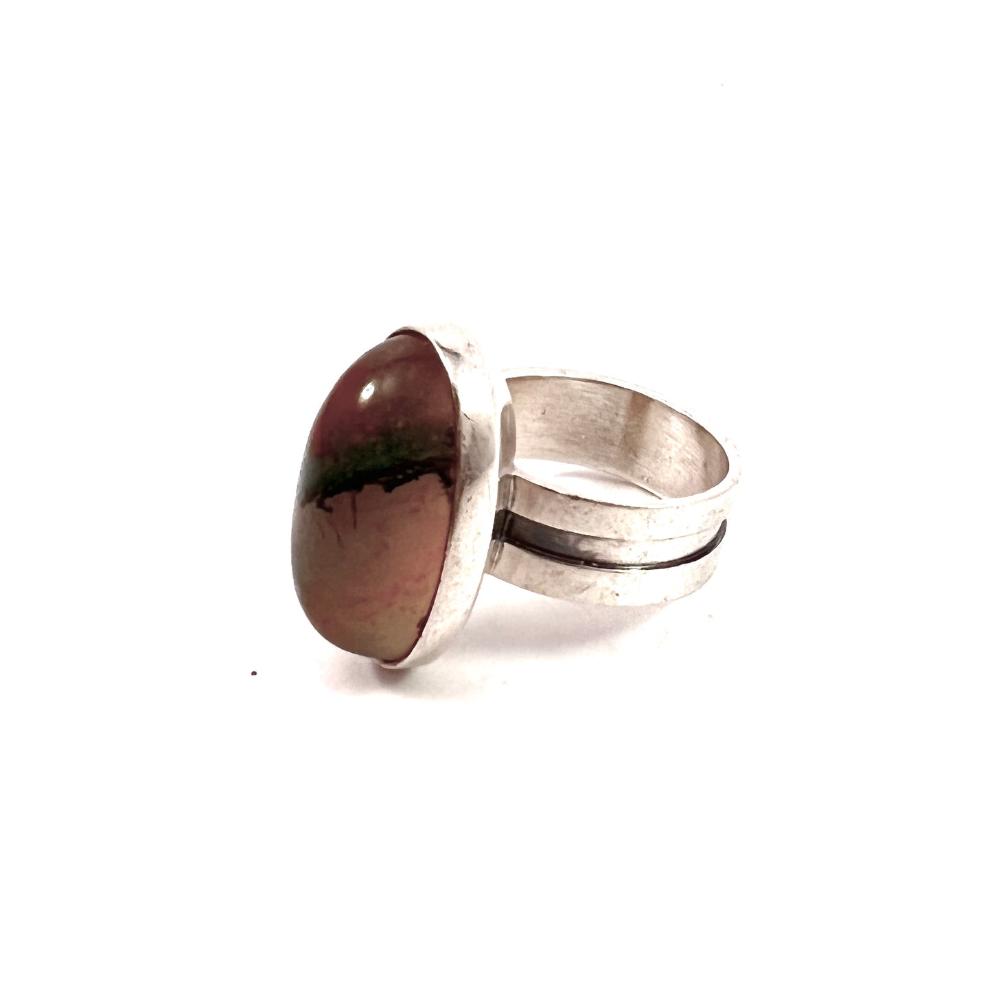 Elis Kauppi,  Kupittaan Kulta Finland 1960s. Sterling Silver Moss Agate Ring.