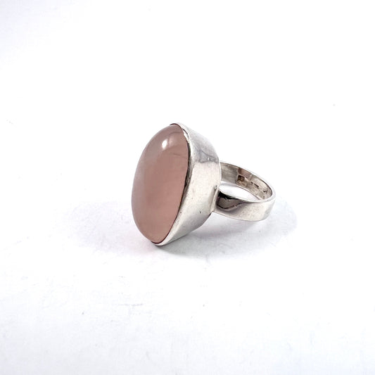 Scandinavia 1960-70s. Sterling Silver Rose Quartz Pinky Ring.