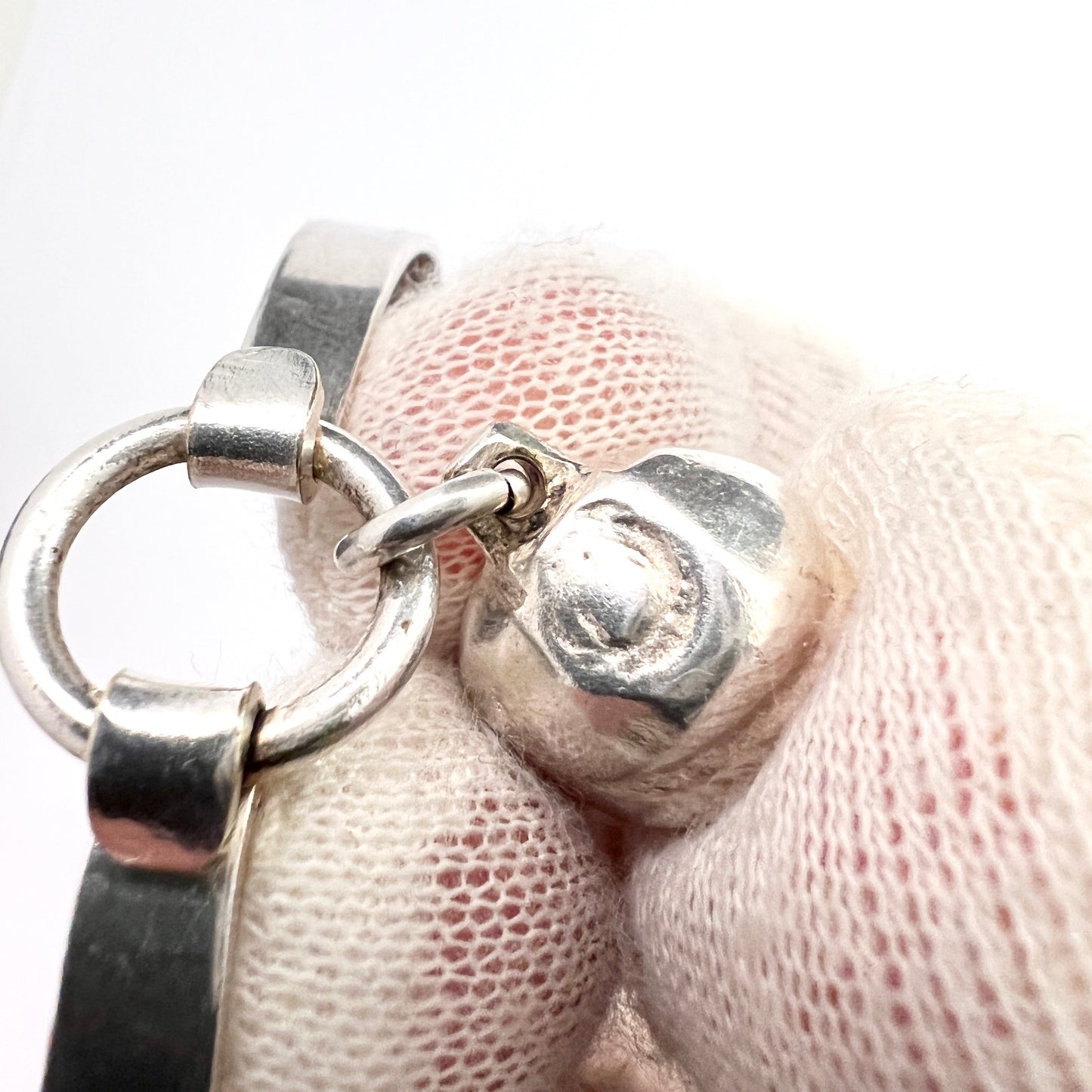 Theresia Hvorslev Sweden. Vintage Sterling Silver Charm Bangle Bracelet. Design: Silverknappen