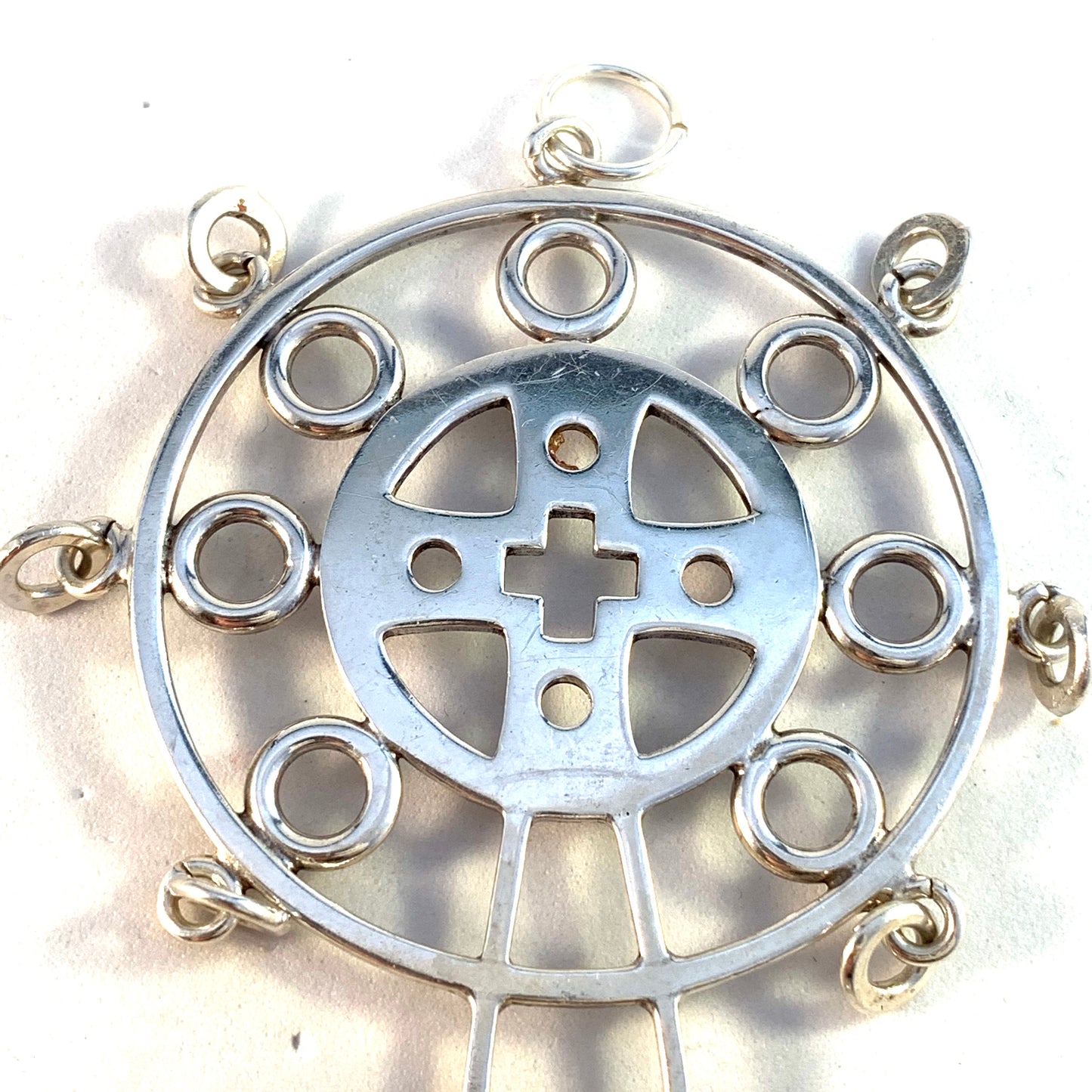 Juhls Kautokeino, Norway Vintage 1970s Huge Sterling Silver Traditional Pendant.