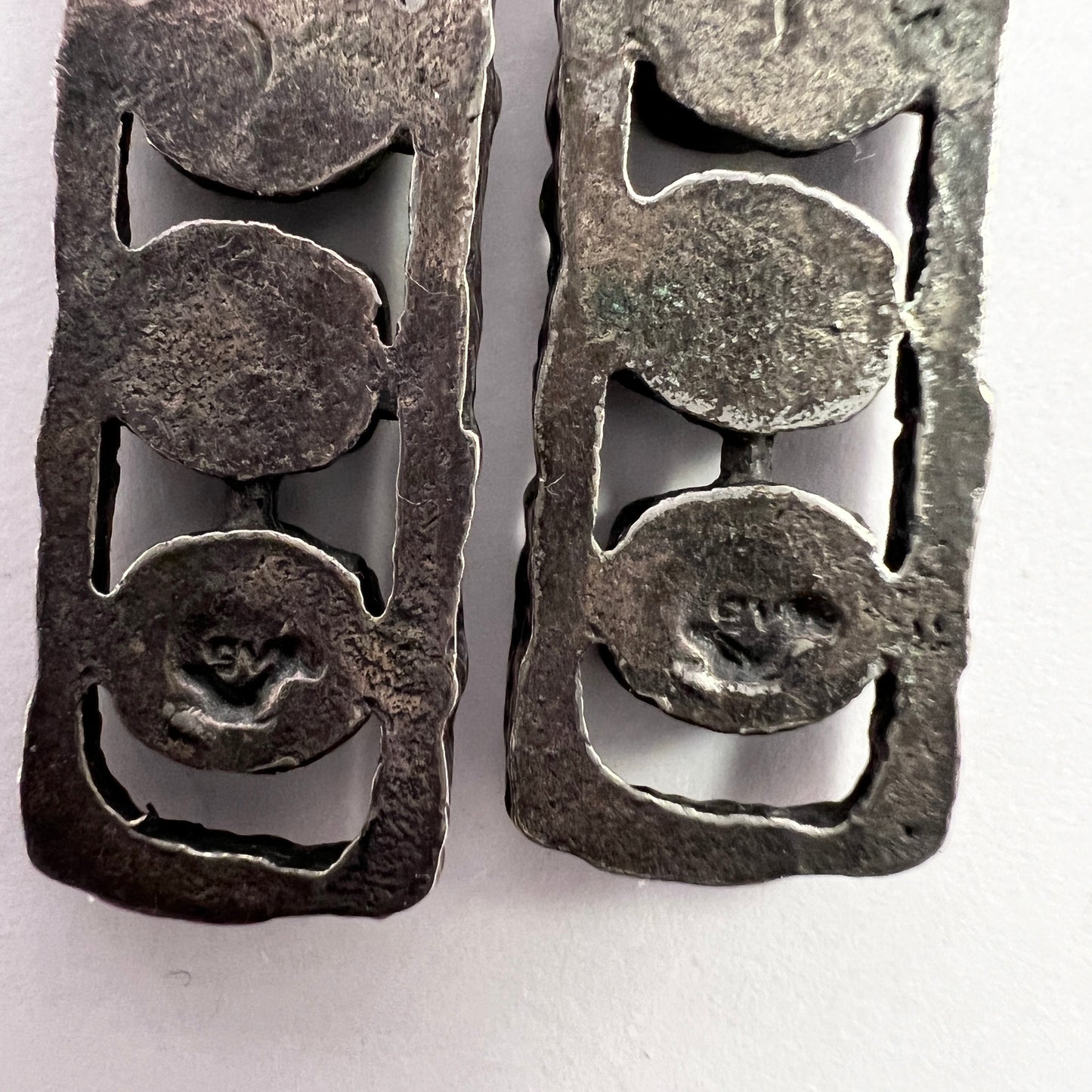 Guy Vidal, Canada 1960-70s. Modernist Pewter Earrings.