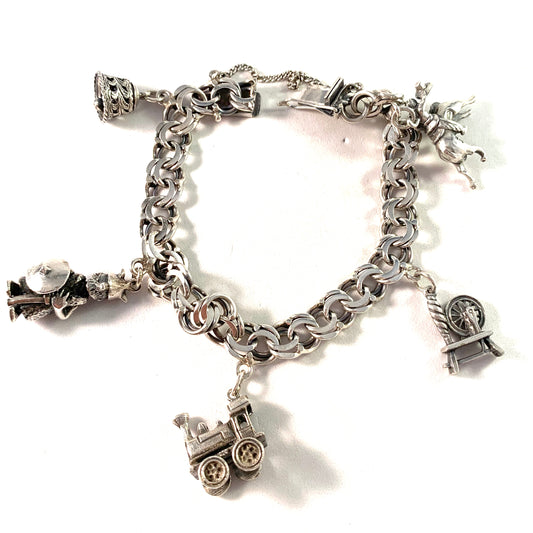 Arne Larsson, Sweden 1963 Vintage Solid Silver Bismark Bracelet With Charms.