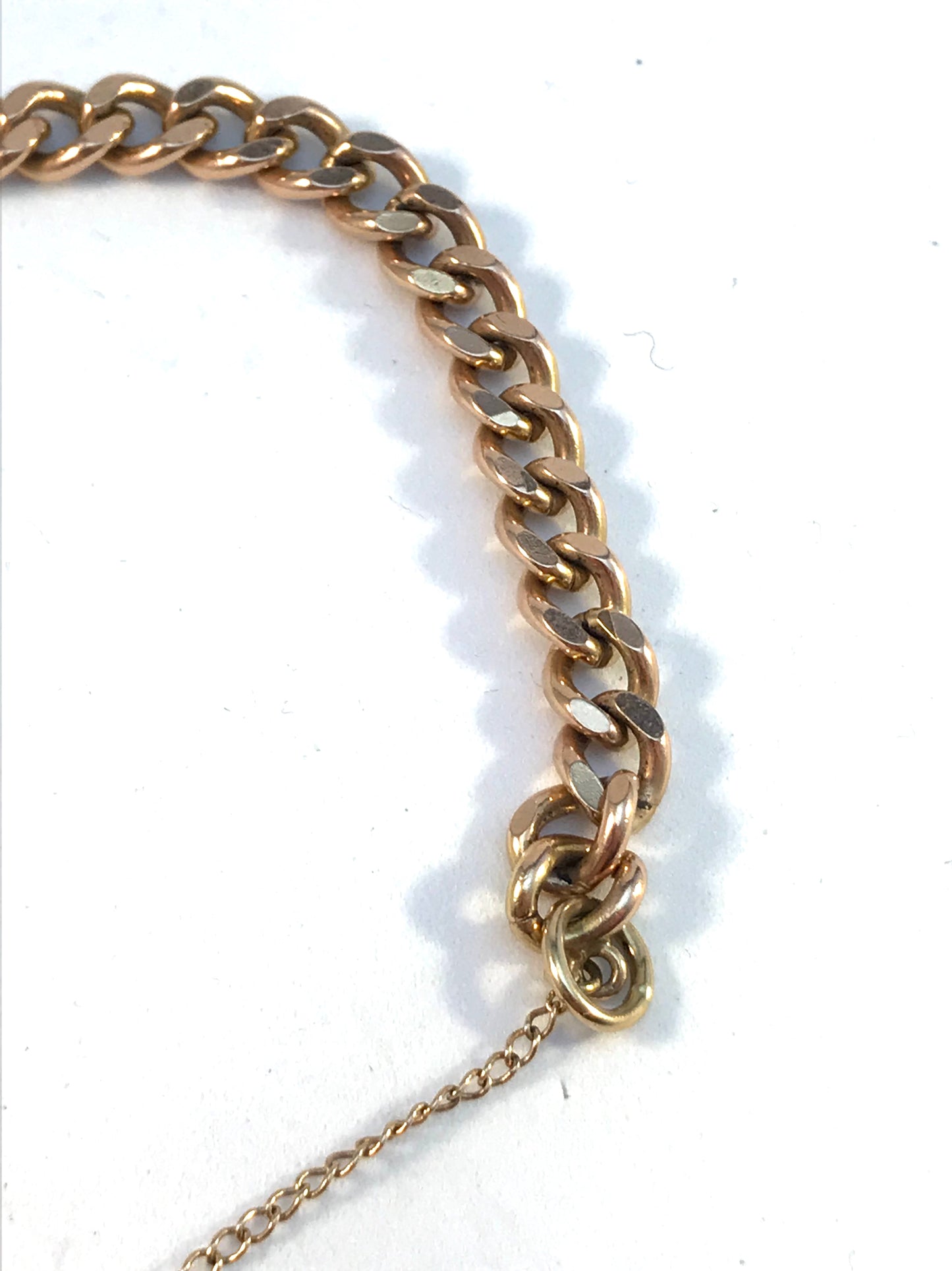 Vintage 9k Gold Charm Bracelet Georg Jensen Heart Padlock Clasp. London 1967. 16.8gram