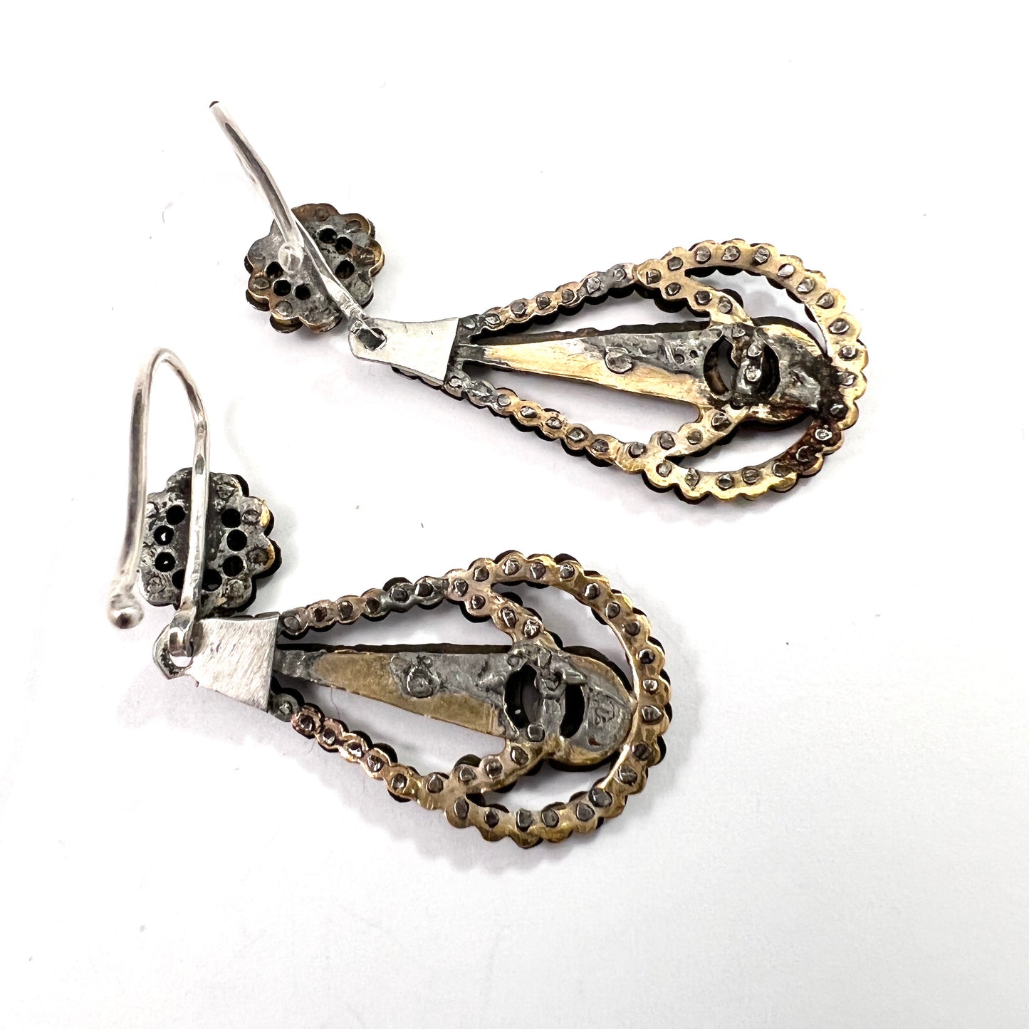 Antique Victorian Cut Steel Silver Hooks Earrings.