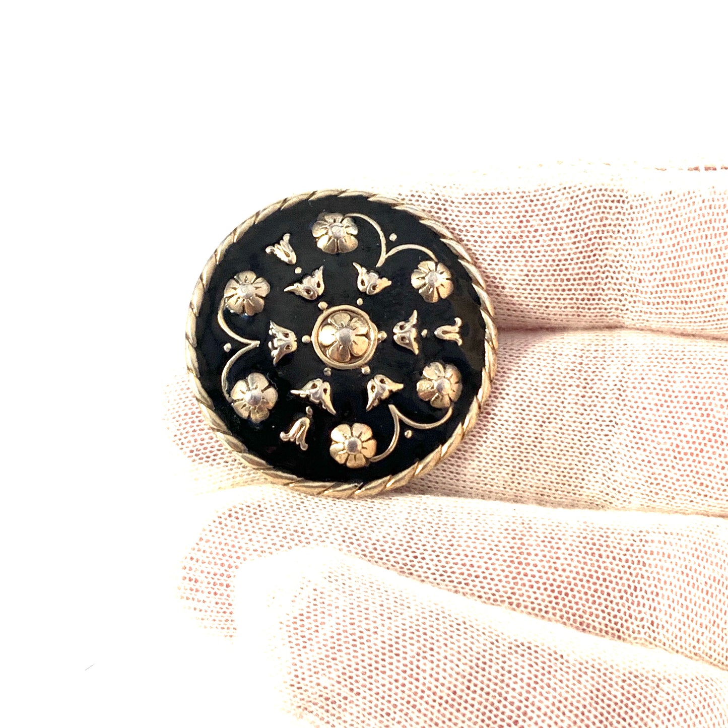 Andresen & Scheinpflug, Norway. Vintage Mid Century Sterling Silver Black Enamel Brooch.