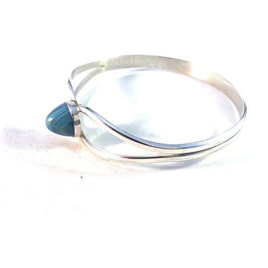 Victor Janson, Sweden 1966 Sterling Silver Bergslagen-stone Bangle Bracelet.