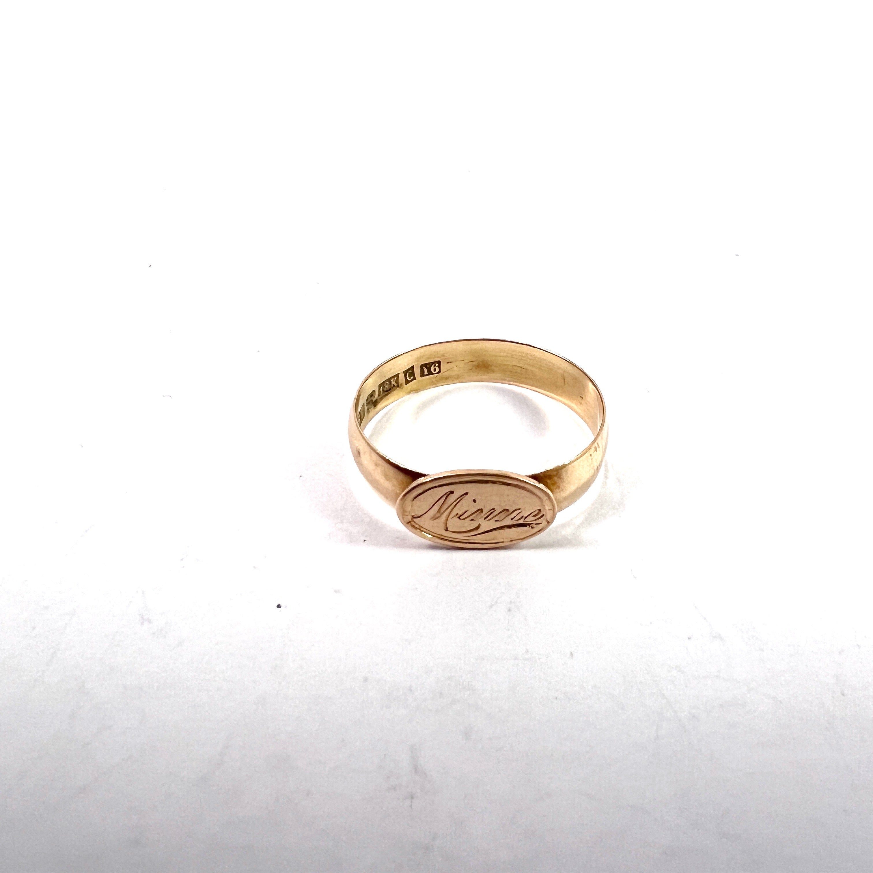 G Landsort, Sweden 1901. Antique 18k Gold Memory Ring.