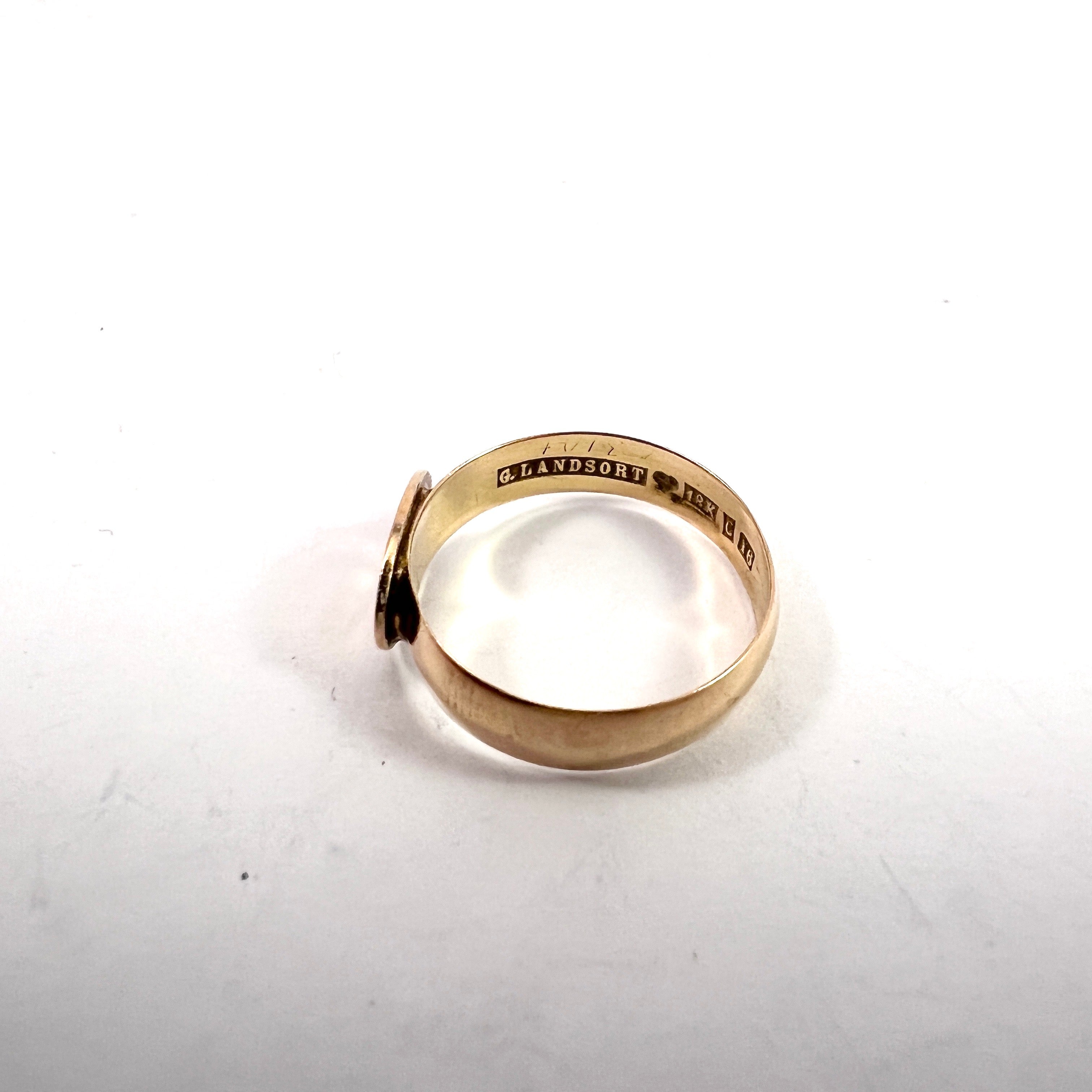 G Landsort, Sweden 1901. Antique 18k Gold Memory Ring.