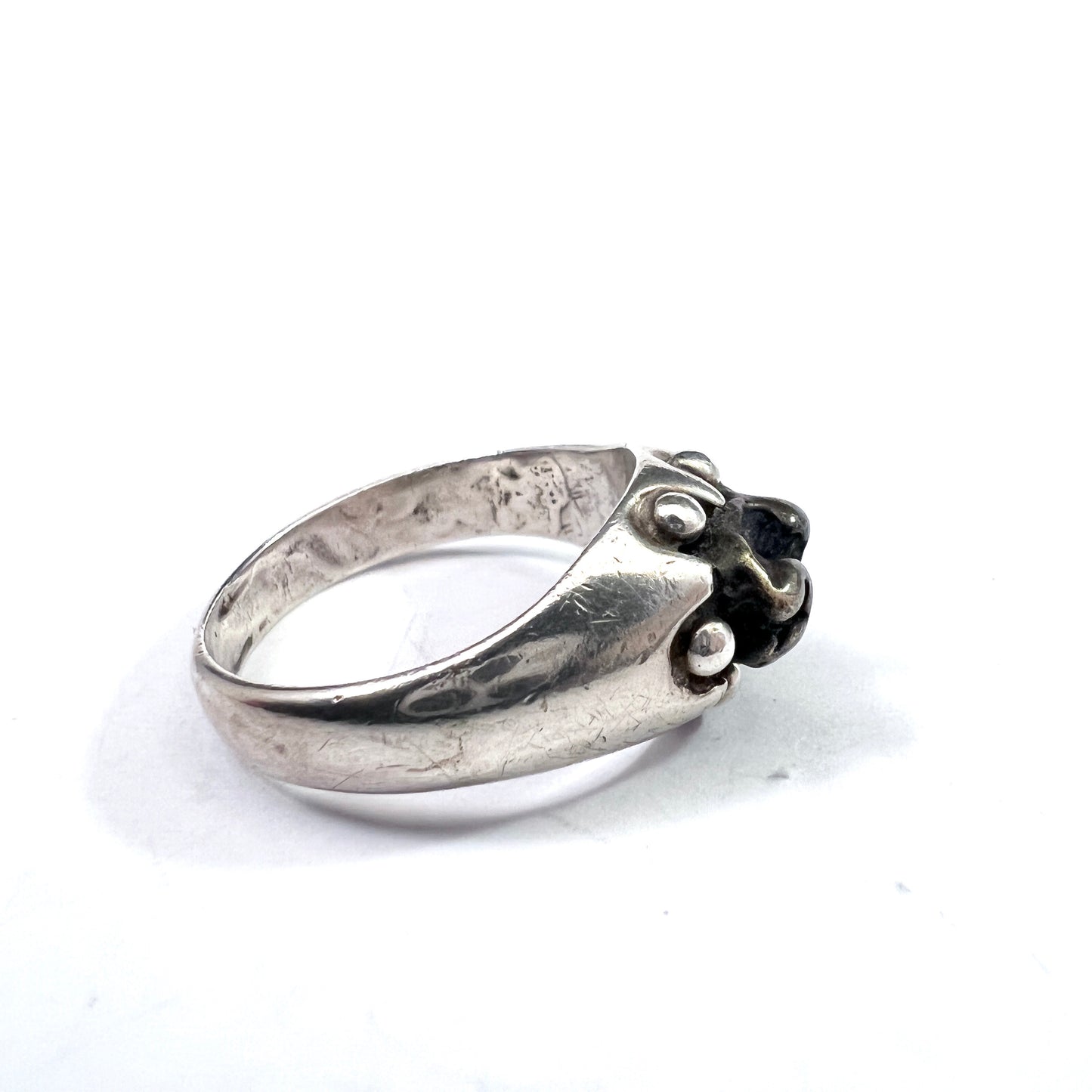 Vintage Novelty Solid Silver Possibly Meteorite Ring.