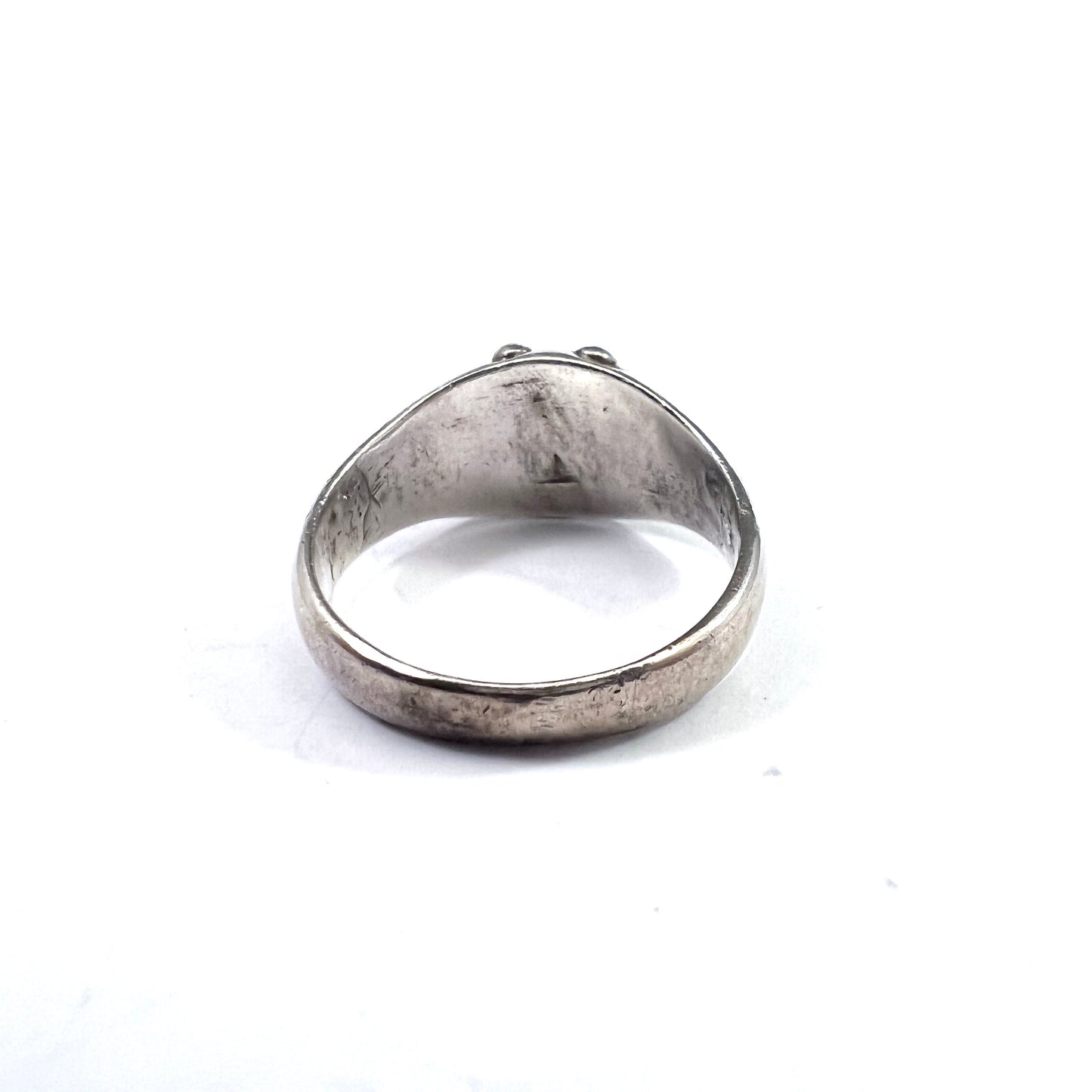 Vintage Novelty Solid Silver Possibly Meteorite Ring.