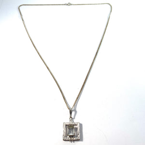 Kollmar & Jourdan, Germany 1950-60s Solid Silver Rock Crystal Pendant Long Chain Necklace.