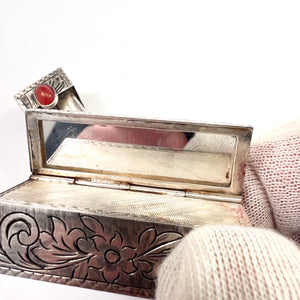 Vintage 800 Silver Florentine Italy Lipstick Case with Mirror