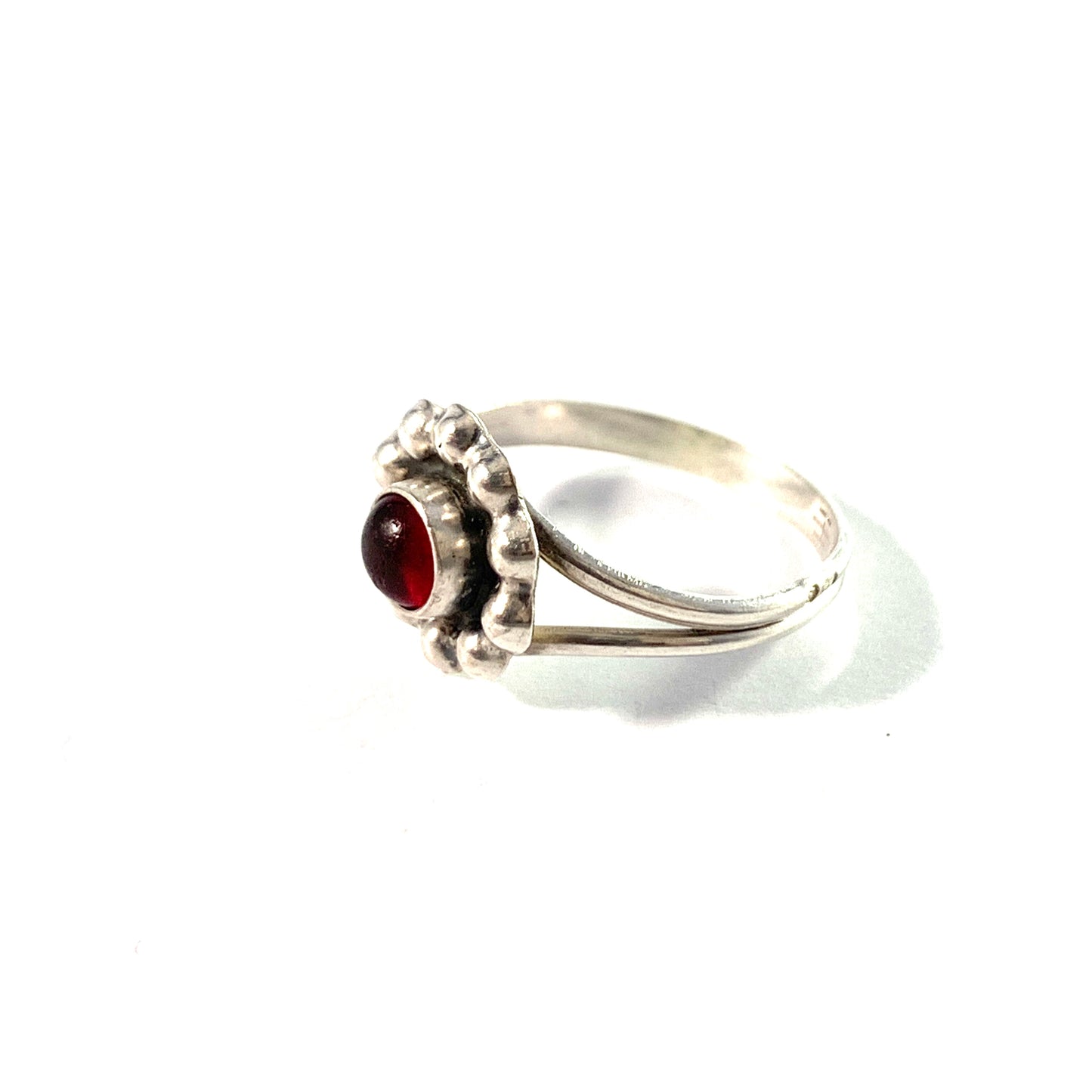 Danmark Antique early 1900. Solid Silver Red Paste Ring. Makers' Mark.