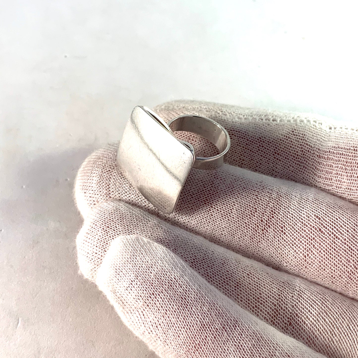 Svedbom, Sweden 1972 Bold Modernist Sterling Silver Pinky Ring.