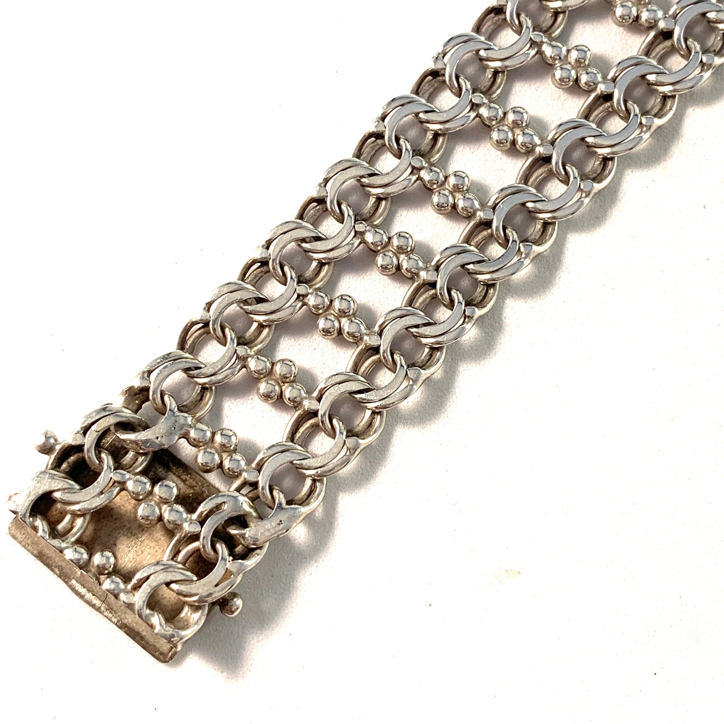 Götes Guldvaror, Sweden 1980 Vintage Solid Silver 2 Strand Bismark Bracelet.