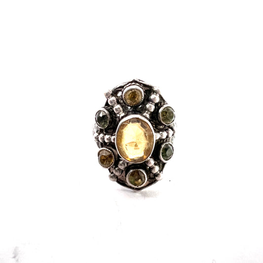 Zoltan White & Co, England c 1920s Arts and Crafts Sterling Silver Quartz Ring.
