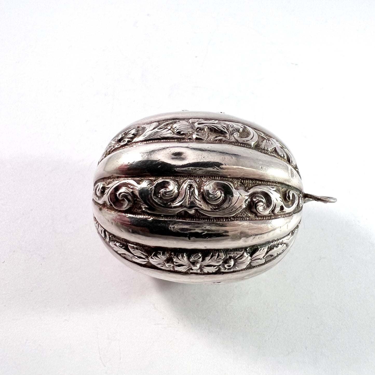Interesting Georgian or early Victorian Hand Chased Silver Plated Closed Compartment Heavy Pendant.