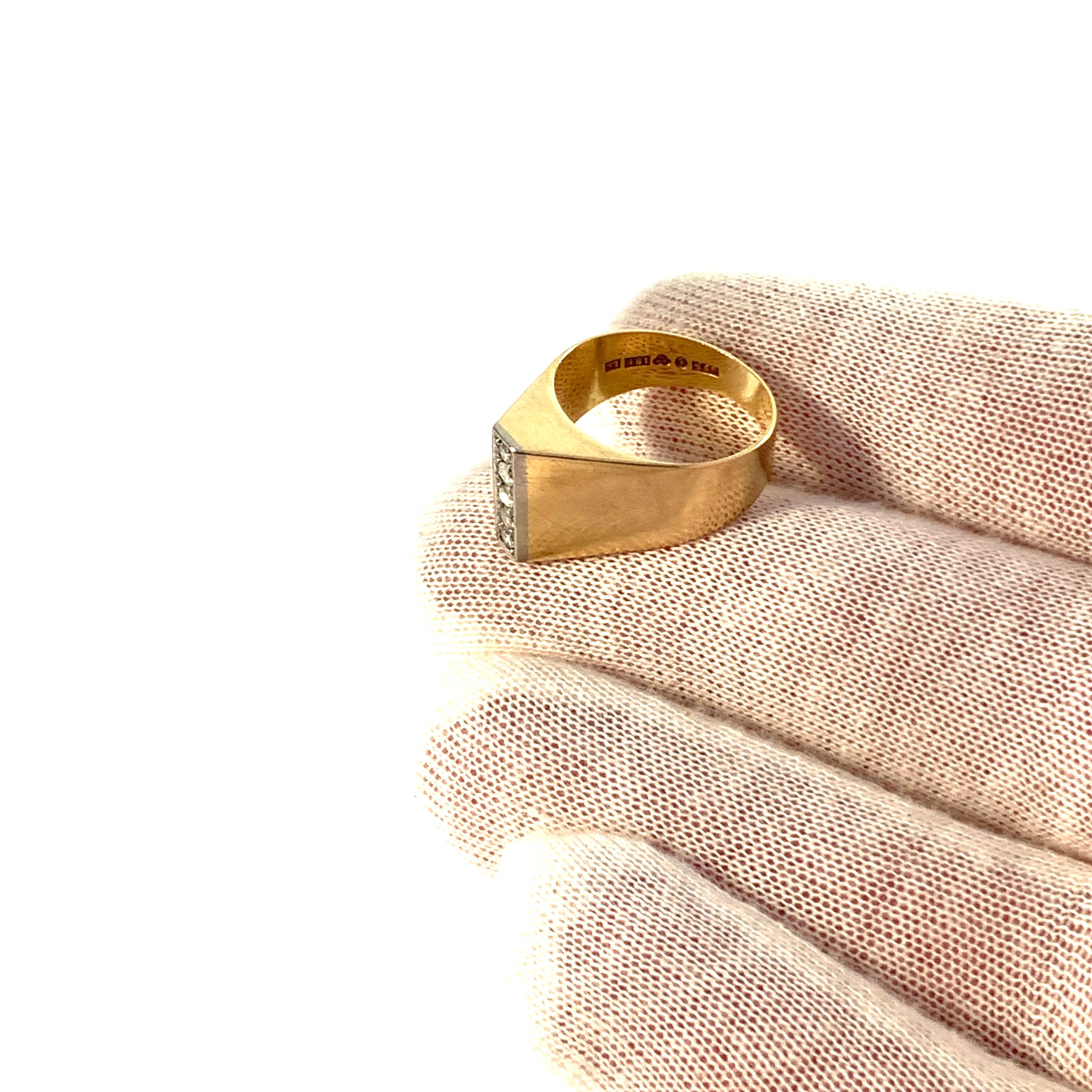 Fryklund & Pålsson, Sweden year 1961. Vintage 18k Gold Diamond Ring.
