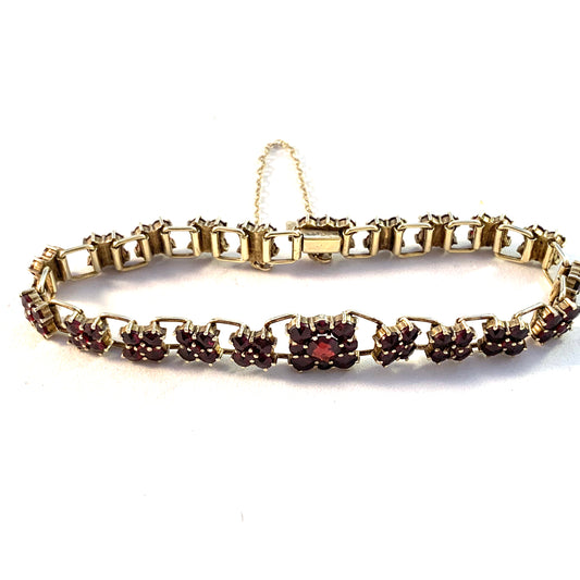 Austria Hungary c year 1900 Gilt 900 Silver Bohemian Garnet Bracelet. Hallmarked.