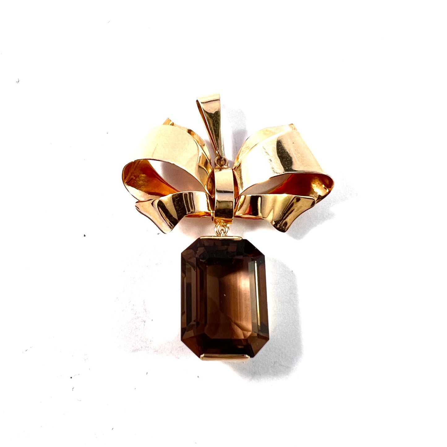 Atelje Stigbert, Sweden 1944. Vintage 18k Gold Smoky Quartz Pendant.