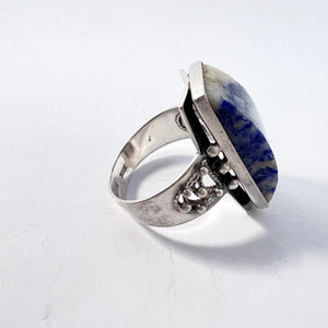 Russia, Soviet Era 1960-70s. Bold 875 Silver Sodalite Ring.
