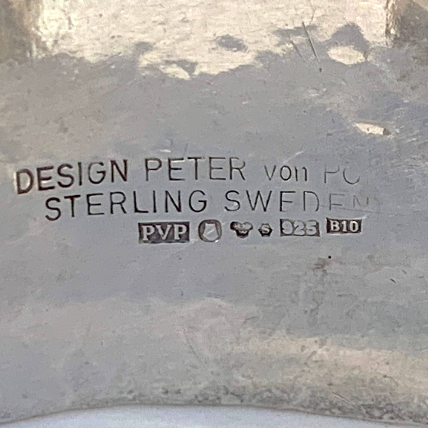 Peter Von Post, Sweden 1976 Large Hammered Sterling Silver Cuff Bangle Bracelet.