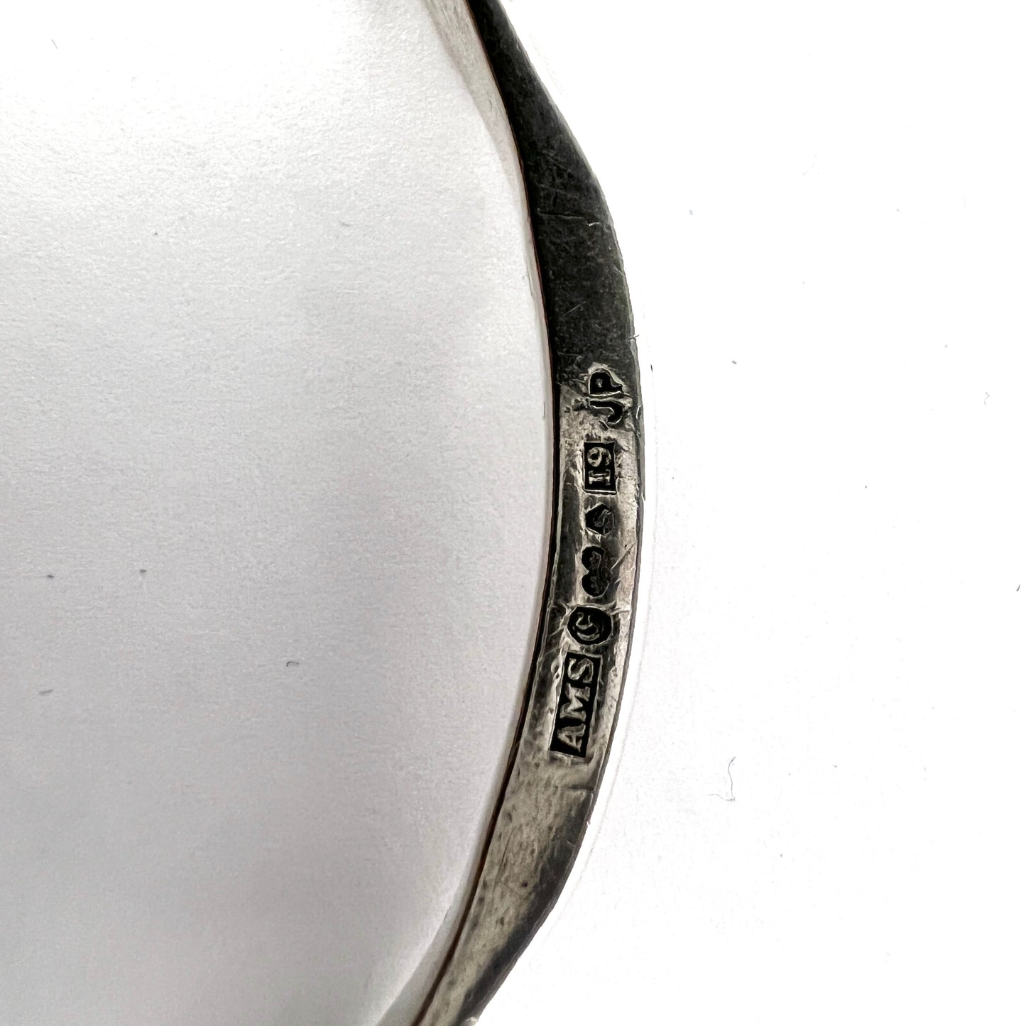 Arvo Saarela, Sweden 1959. Vintage Mid-century Sterling Silver Chrysoprase Moonstone Bangle