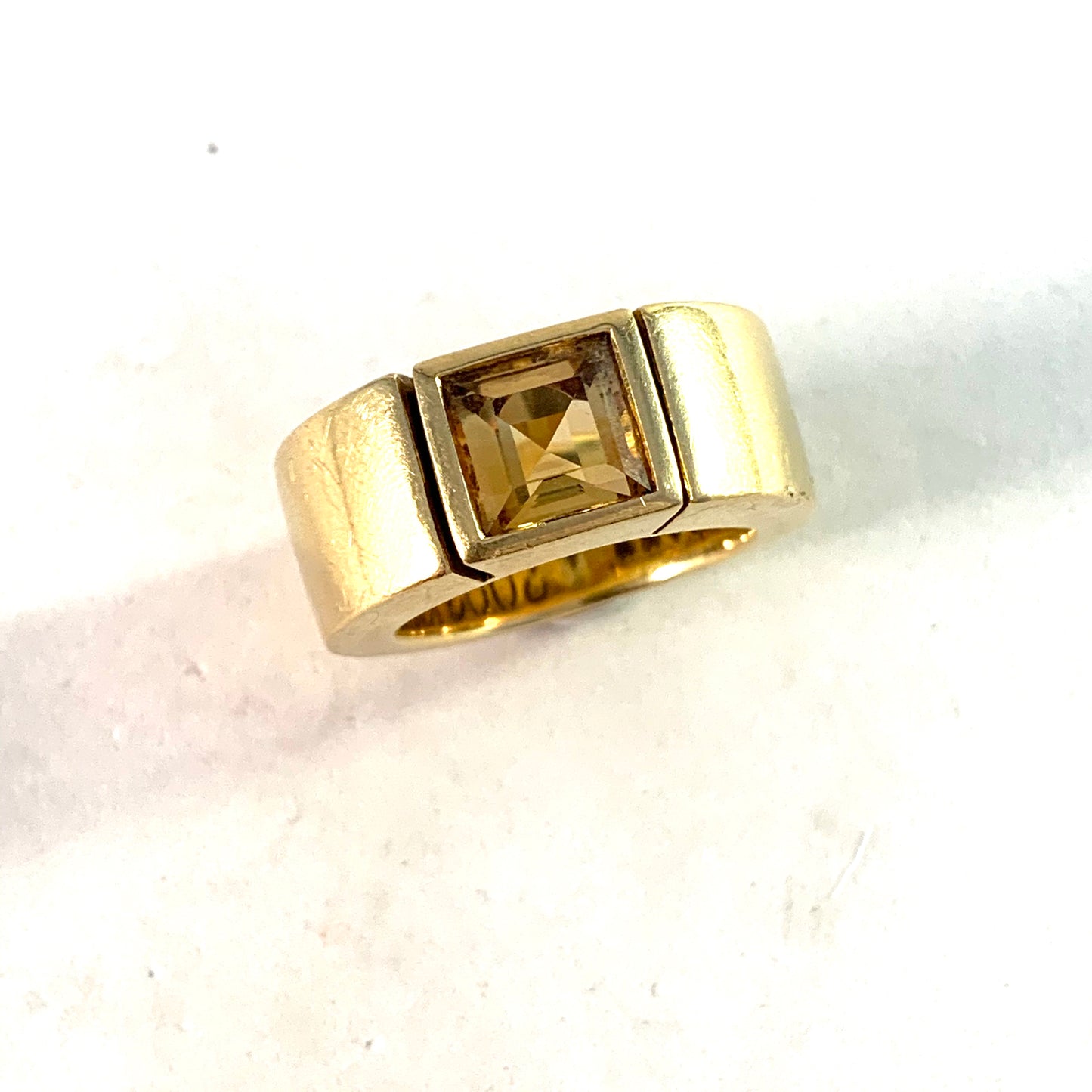 Massive 21.5gram 18k Gold Citrine Unisex Ring.