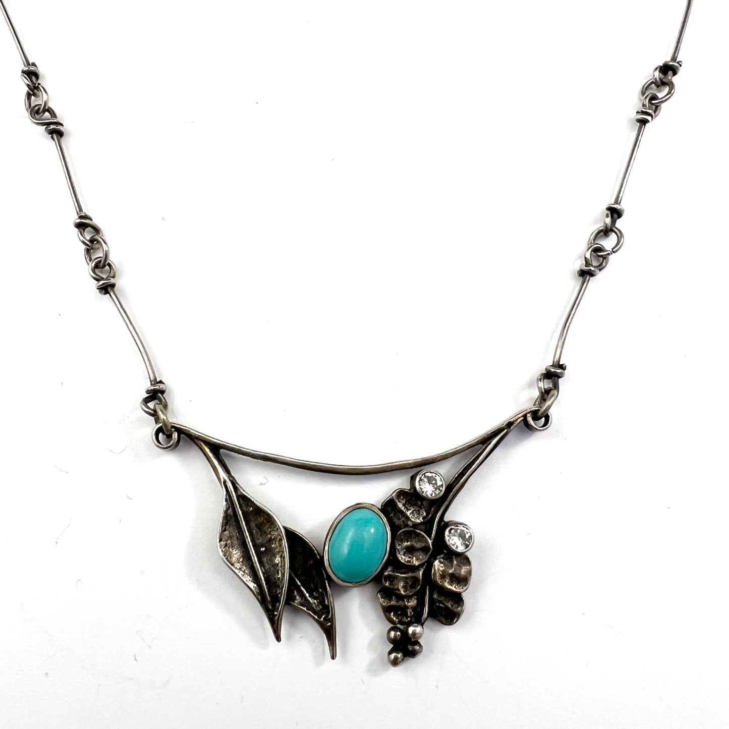 Vintage Sterling Silver Turquoise Paste Necklace.