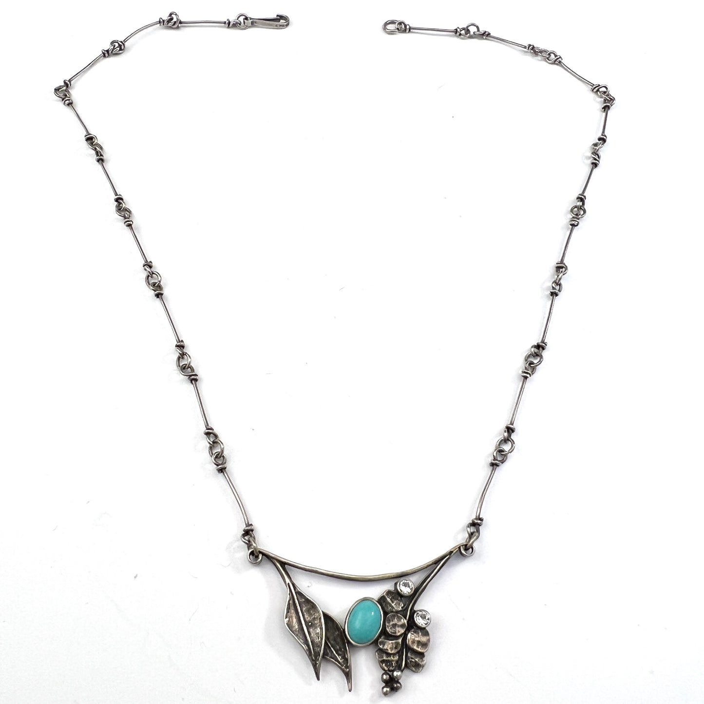 Vintage Sterling Silver Turquoise Paste Necklace.