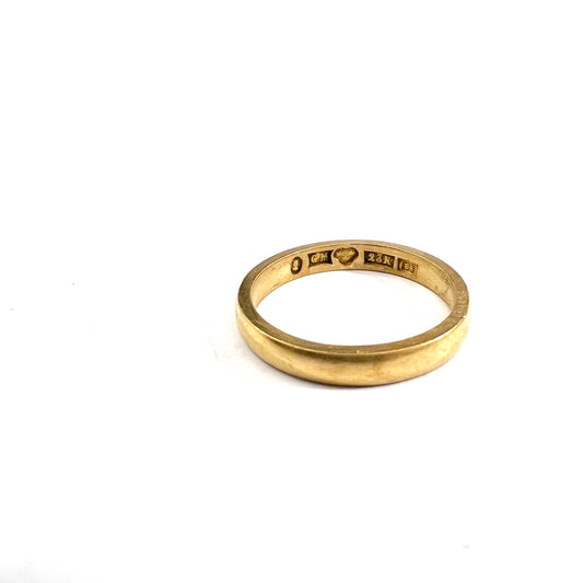Gustaf Möllenborg, Stockholm year 1880. Antique 23k Gold Wedding Band Ring.