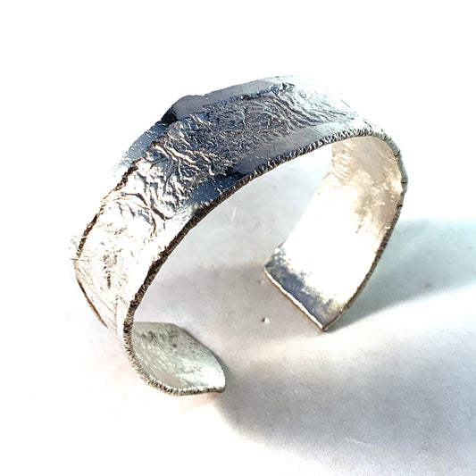 Robbert, Sweden 1973 Sterling Silver Vintage Modernist Cuff Bracelet. Signed