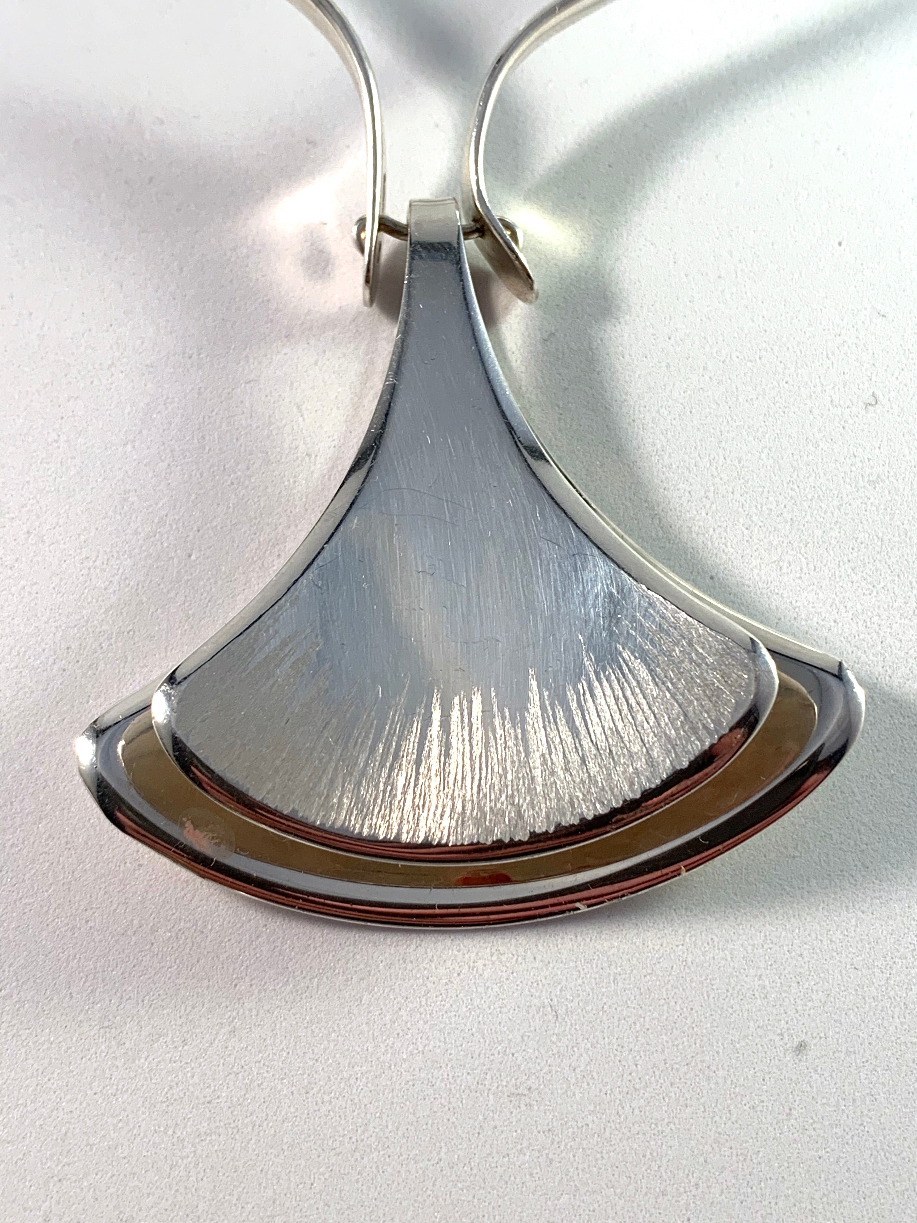KE Palmberg for Alton, Sweden 1974. Massive Sterling Silver Collar Pendant Necklace.
