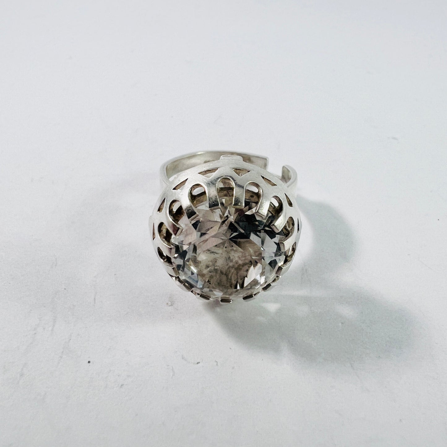 Södermark, Sweden 1960-70s. Solid 830 Silver Rock Crystal Ring.