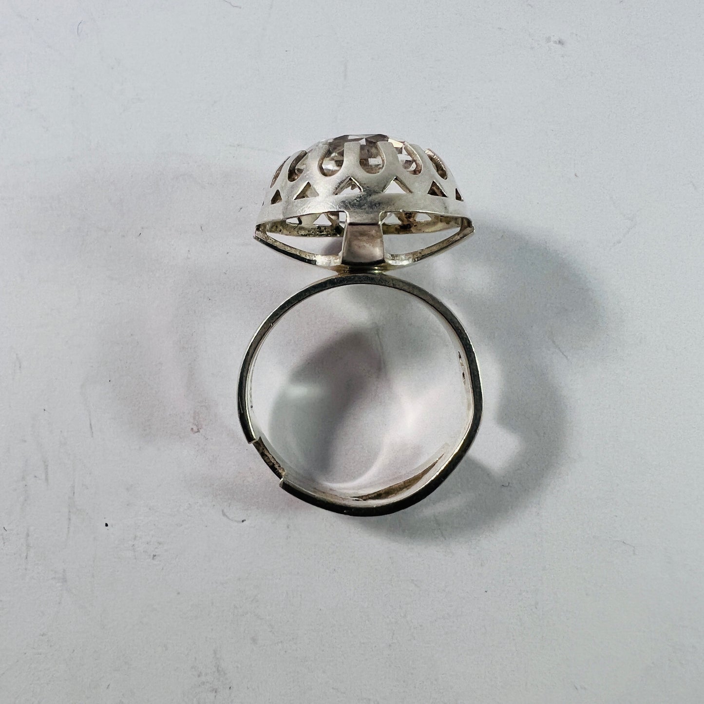 Södermark, Sweden 1960-70s. Solid 830 Silver Rock Crystal Ring.