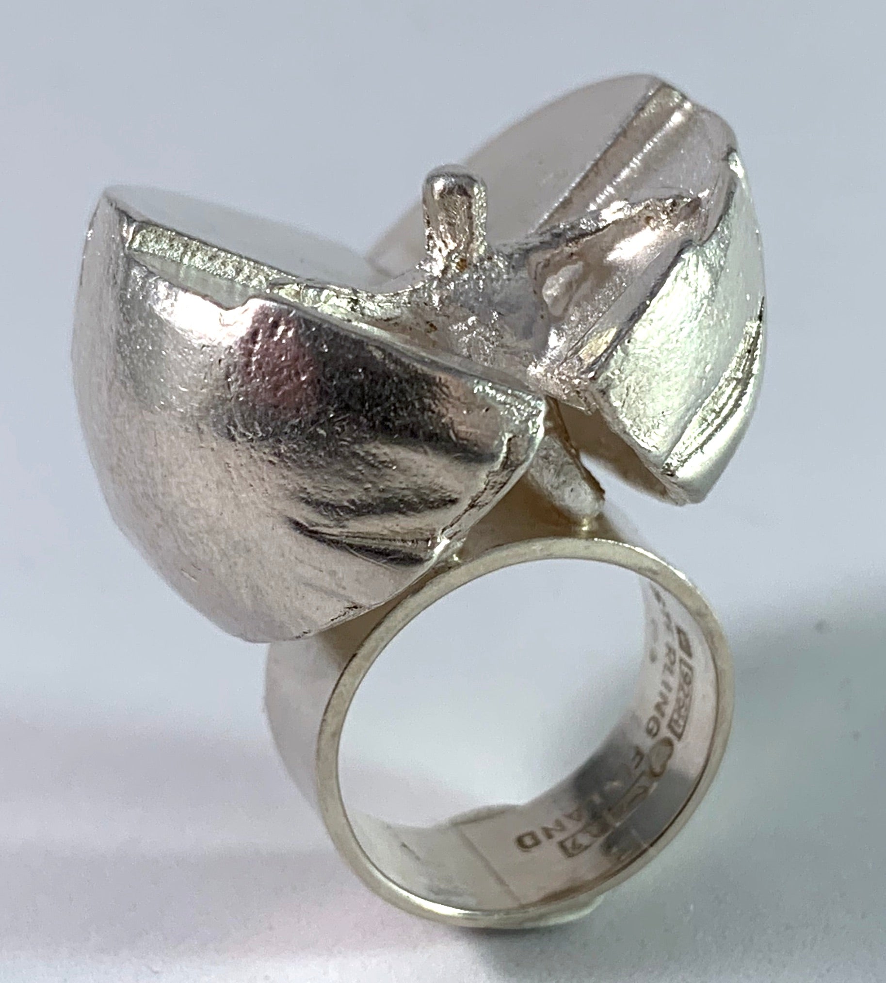 Bjorn Weckstrom for Lapponia 1967 Sterling Silver Ring. Design Ikaros from Space Series.