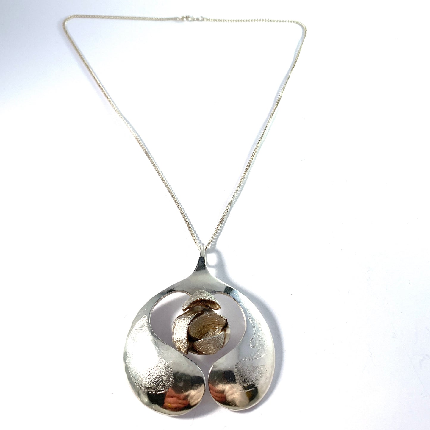 Ibe Dahlqust, Sweden. Vintage Sterling Silver Large Pendant Necklace. Signed.