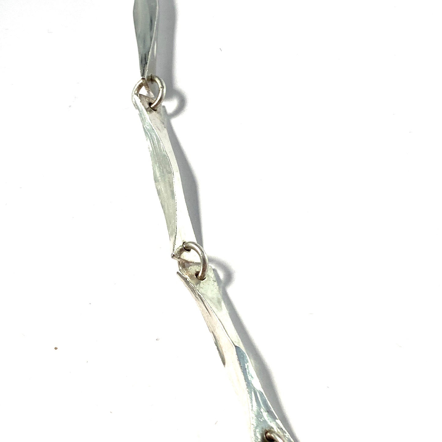 Rey Urban, Sweden 1974. Vintage Sterling Silver Hand-hammered Long Link Necklace. Signed. 31"