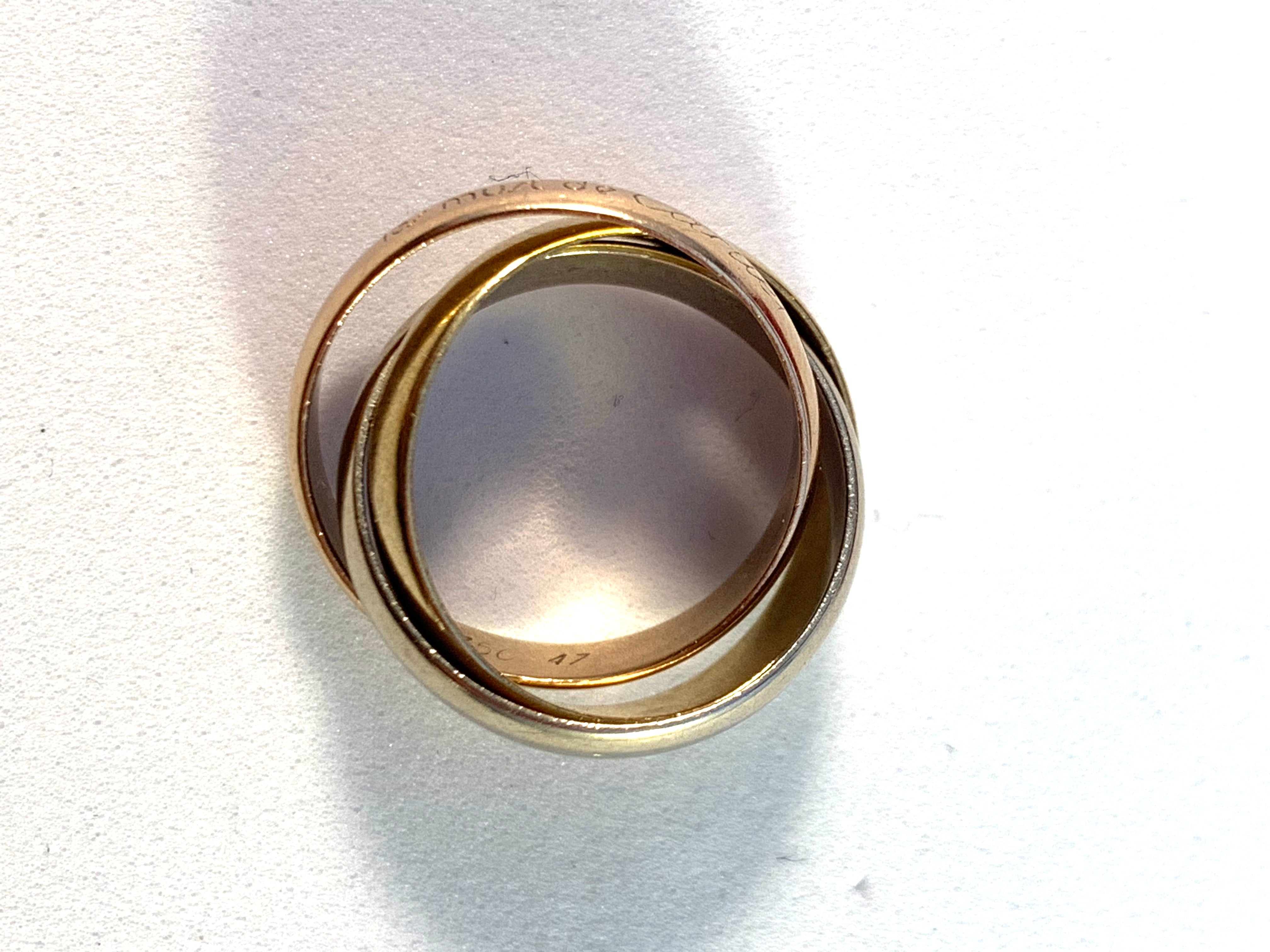 Les Must De Cartier、ヴィンテージ 18K ゴールド トリニティ リング