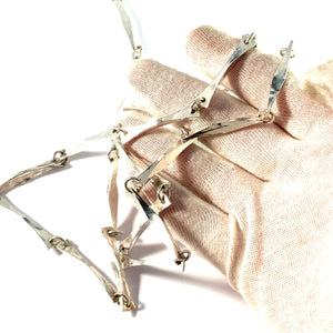 Rey Urban, Sweden 1974. Vintage Sterling Silver Hand-hammered Long Link Necklace. Signed. 31"
