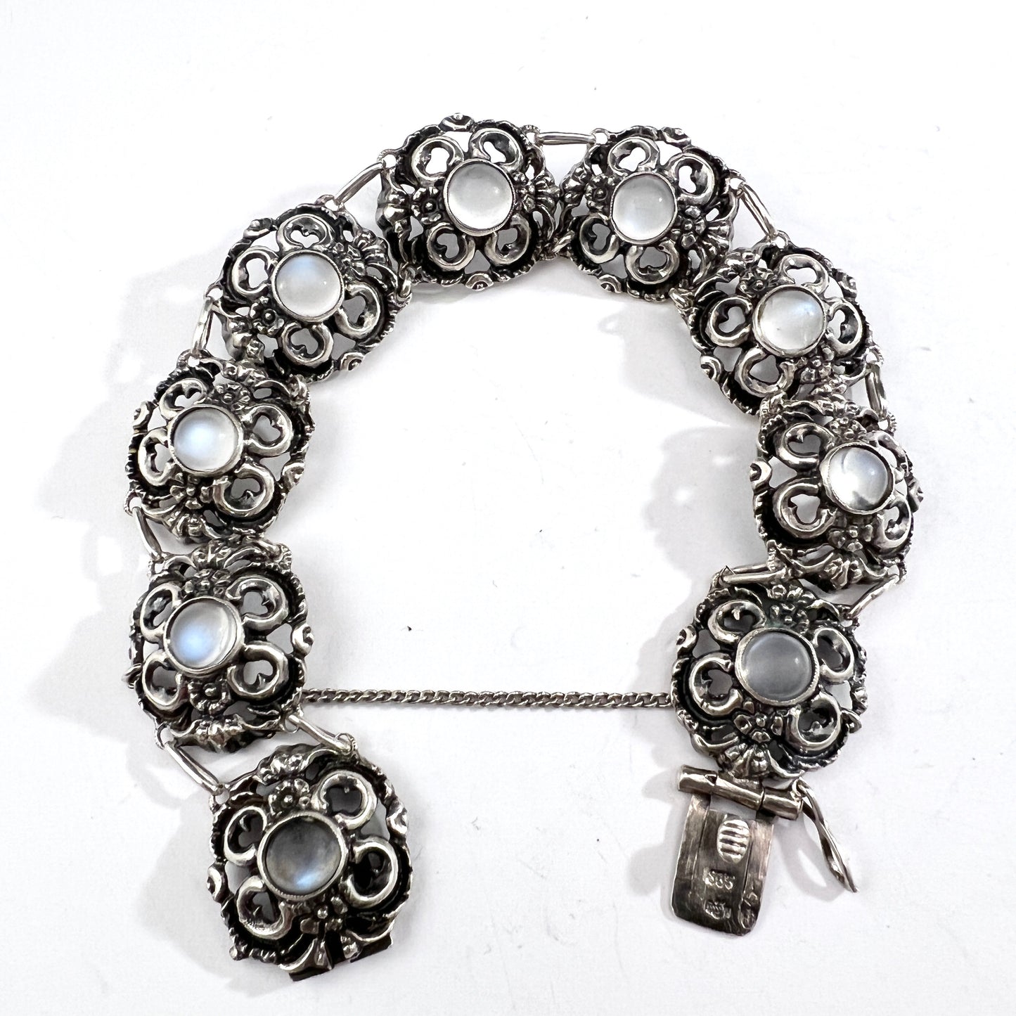 Germany c 1930s. Vintage 835 Silver Moonstone Bracelet.