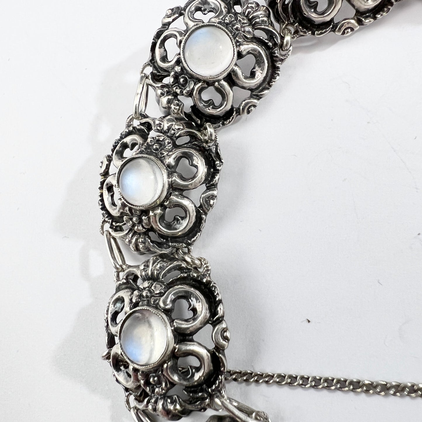 Germany c 1930s. Vintage 835 Silver Moonstone Bracelet.