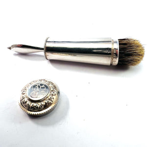 Gudtaf Flocker, Sweden 1841. Early Victorian Sterling Silver Shaving Brush.